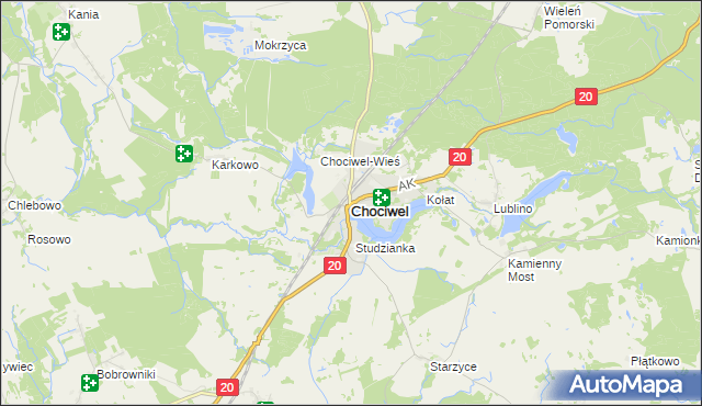 mapa Chociwel powiat stargardzki, Chociwel powiat stargardzki na mapie Targeo