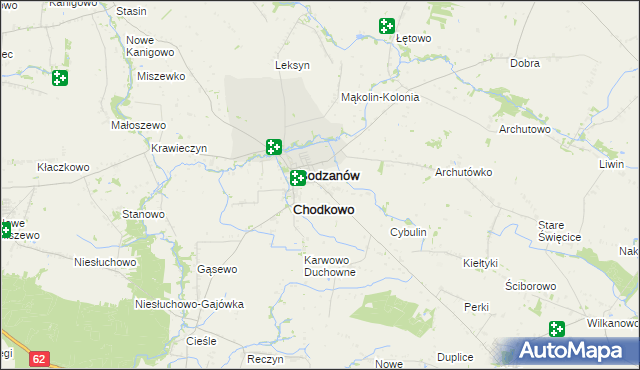 mapa Chodkowo-Działki, Chodkowo-Działki na mapie Targeo