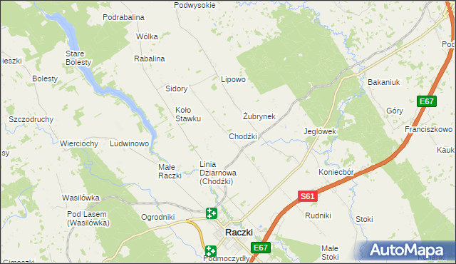 mapa Chodźki, Chodźki na mapie Targeo