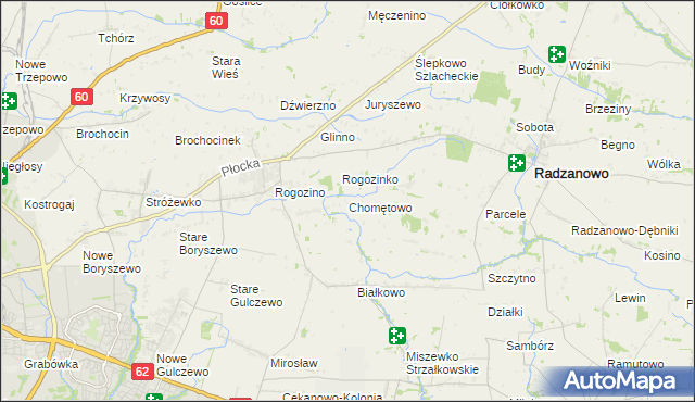 mapa Chomętowo gmina Radzanowo, Chomętowo gmina Radzanowo na mapie Targeo