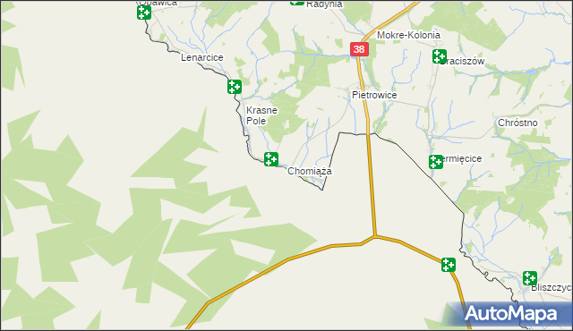 mapa Chomiąża gmina Głubczyce, Chomiąża gmina Głubczyce na mapie Targeo