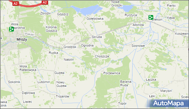 mapa Choszcze, Choszcze na mapie Targeo