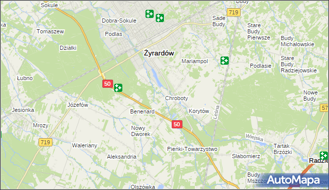 mapa Chroboty, Chroboty na mapie Targeo