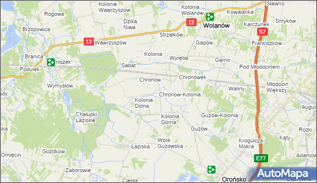 mapa Chronów-Kolonia, Chronów-Kolonia na mapie Targeo