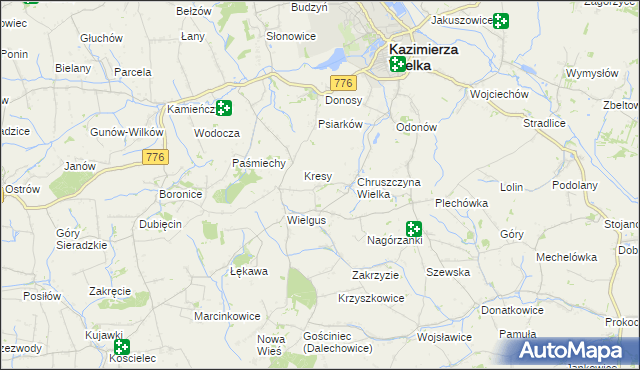 mapa Chruszczyna Mała, Chruszczyna Mała na mapie Targeo