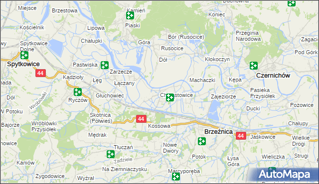 mapa Chrząstowice gmina Brzeźnica, Chrząstowice gmina Brzeźnica na mapie Targeo