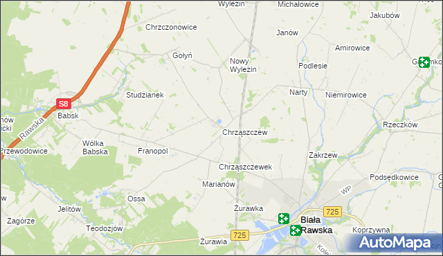 mapa Chrząszczew, Chrząszczew na mapie Targeo