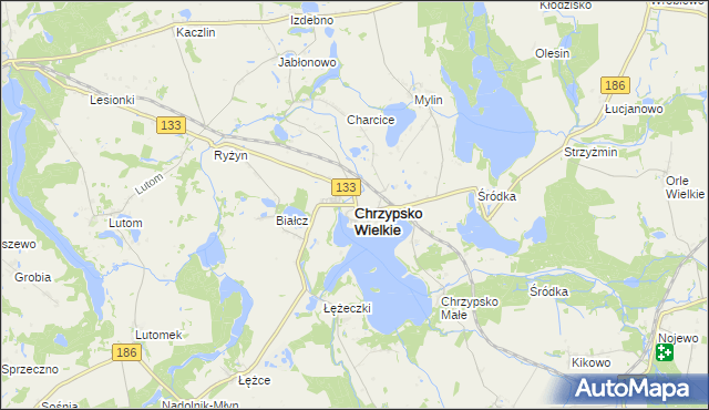 mapa Chrzypsko Wielkie, Chrzypsko Wielkie na mapie Targeo