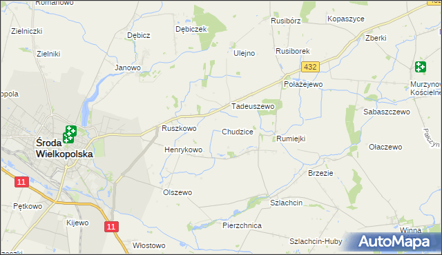 mapa Chudzice, Chudzice na mapie Targeo