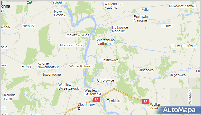mapa Chutkowice, Chutkowice na mapie Targeo