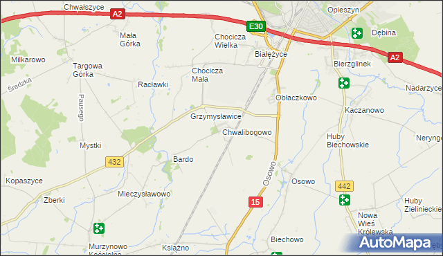 mapa Chwalibogowo gmina Września, Chwalibogowo gmina Września na mapie Targeo