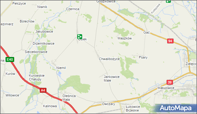 mapa Chwalibożyce, Chwalibożyce na mapie Targeo