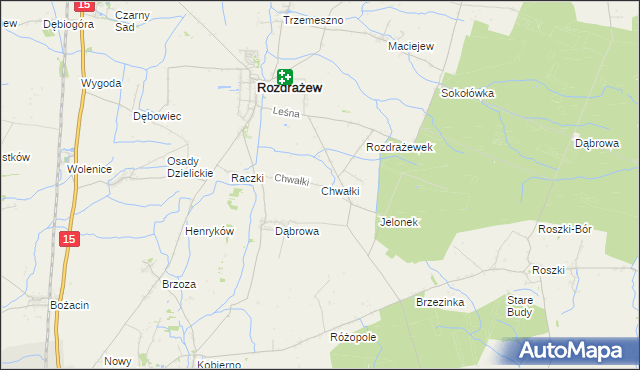 mapa Chwałki gmina Rozdrażew, Chwałki gmina Rozdrażew na mapie Targeo