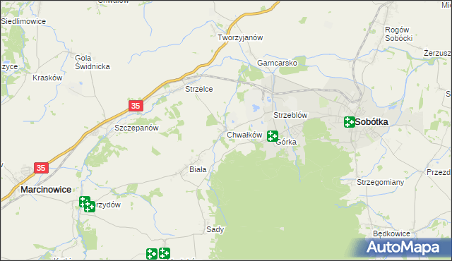 mapa Chwałków, Chwałków na mapie Targeo