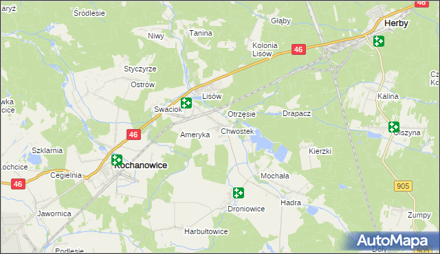 mapa Chwostek, Chwostek na mapie Targeo