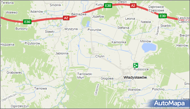 mapa Chylin gmina Władysławów, Chylin gmina Władysławów na mapie Targeo