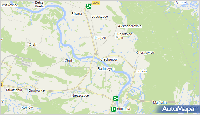 mapa Ciechanów gmina Jemielno, Ciechanów gmina Jemielno na mapie Targeo