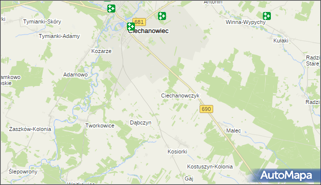 mapa Ciechanowczyk, Ciechanowczyk na mapie Targeo