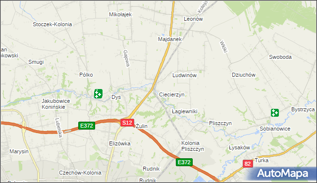 mapa Ciecierzyn gmina Niemce, Ciecierzyn gmina Niemce na mapie Targeo