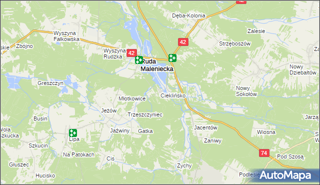 mapa Cieklińsko, Cieklińsko na mapie Targeo