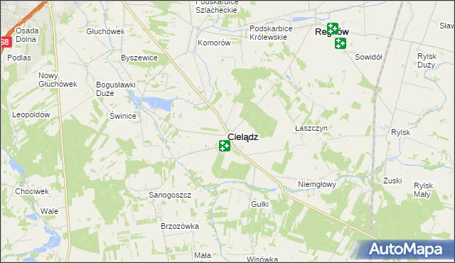 mapa Cielądz, Cielądz na mapie Targeo