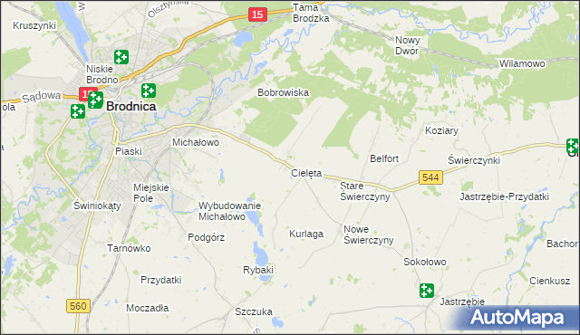 mapa Cielęta, Cielęta na mapie Targeo