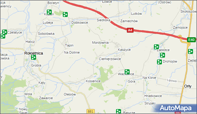 mapa Ciemięrzowice, Ciemięrzowice na mapie Targeo