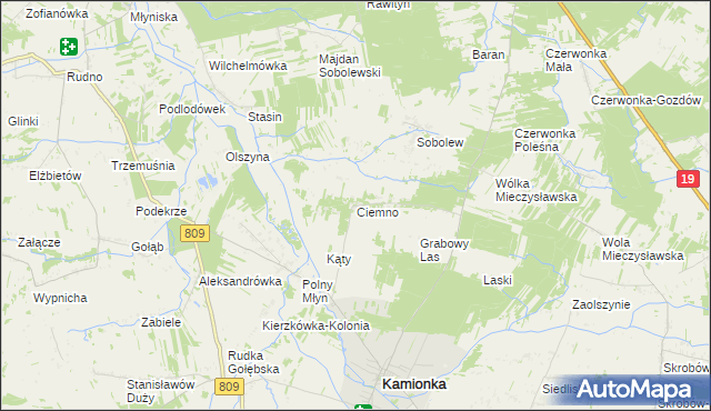 mapa Ciemno gmina Kamionka, Ciemno gmina Kamionka na mapie Targeo