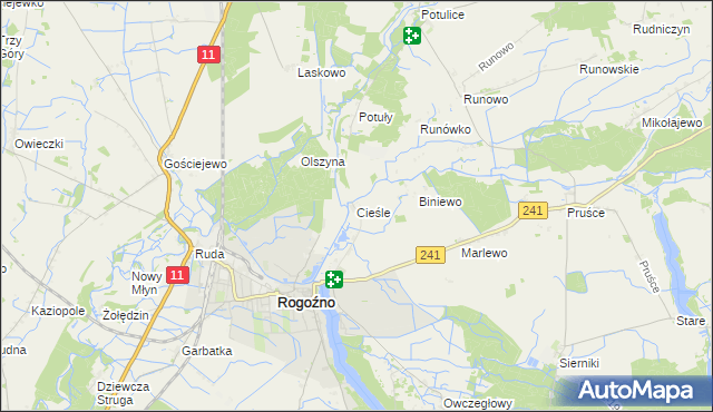 mapa Cieśle gmina Rogoźno, Cieśle gmina Rogoźno na mapie Targeo