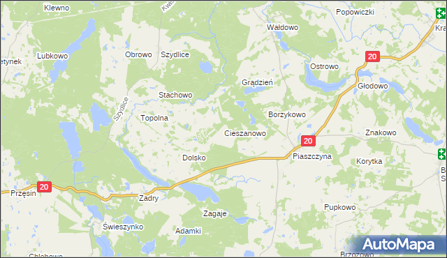 mapa Cieszanowo, Cieszanowo na mapie Targeo