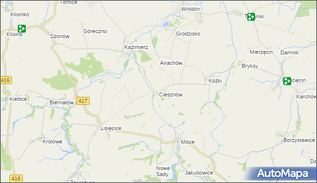 mapa Ciesznów, Ciesznów na mapie Targeo