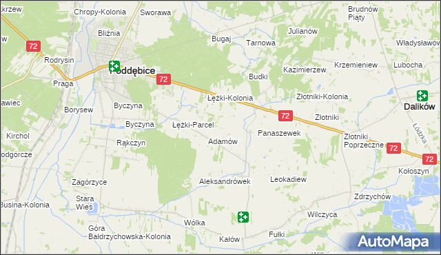 mapa Ciężków gmina Poddębice, Ciężków gmina Poddębice na mapie Targeo