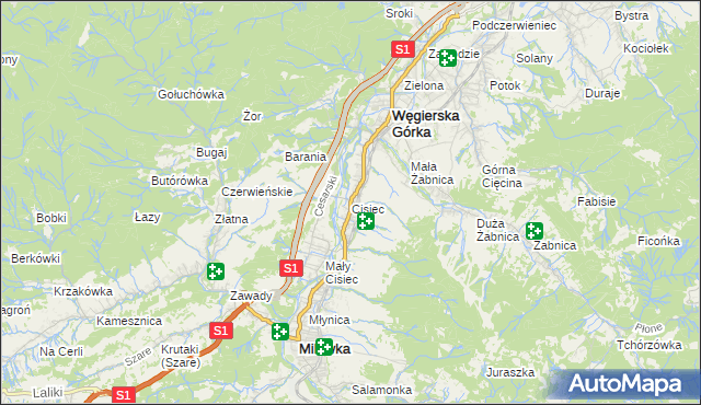 mapa Cisiec, Cisiec na mapie Targeo