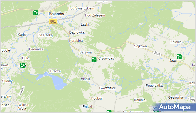 mapa Cisów-Las, Cisów-Las na mapie Targeo