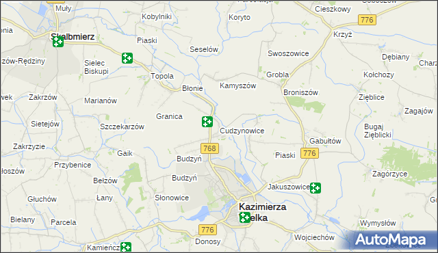 mapa Cudzynowice, Cudzynowice na mapie Targeo