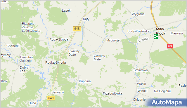 mapa Cwaliny Małe, Cwaliny Małe na mapie Targeo