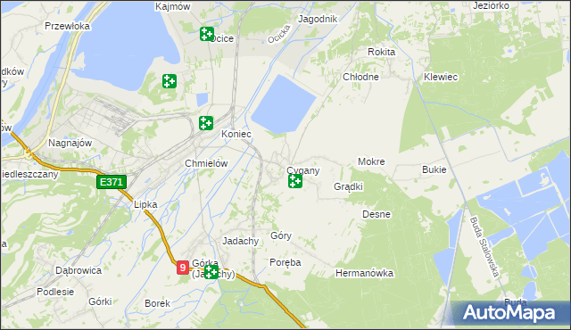 mapa Cygany gmina Nowa Dęba, Cygany gmina Nowa Dęba na mapie Targeo