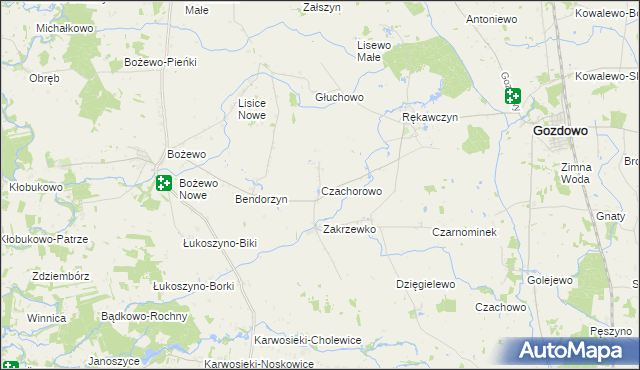 mapa Czachorowo gmina Gozdowo, Czachorowo gmina Gozdowo na mapie Targeo