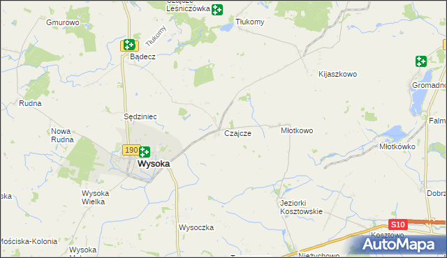 mapa Czajcze gmina Wysoka, Czajcze gmina Wysoka na mapie Targeo