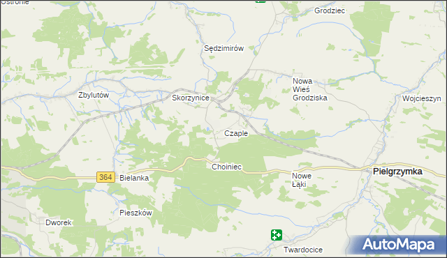 mapa Czaple gmina Pielgrzymka, Czaple gmina Pielgrzymka na mapie Targeo
