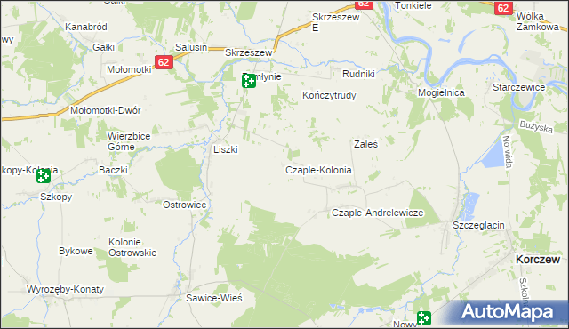 mapa Czaple-Kolonia, Czaple-Kolonia na mapie Targeo