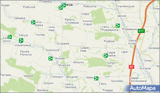 mapa Czaple Małe, Czaple Małe na mapie Targeo