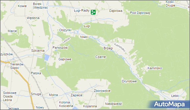 mapa Czarne gmina Ciasna, Czarne gmina Ciasna na mapie Targeo