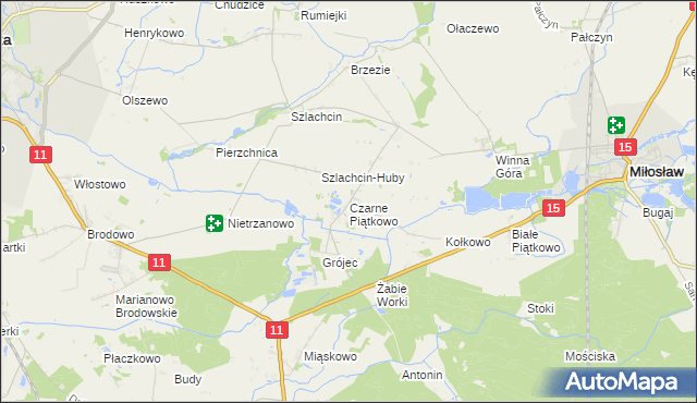 mapa Czarne Piątkowo, Czarne Piątkowo na mapie Targeo