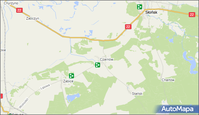 mapa Czarnów gmina Górzyca, Czarnów gmina Górzyca na mapie Targeo