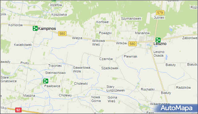 mapa Czarnów gmina Leszno, Czarnów gmina Leszno na mapie Targeo