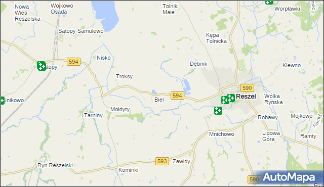 mapa Czarnowiec gmina Reszel, Czarnowiec gmina Reszel na mapie Targeo