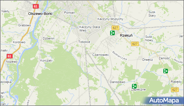 mapa Czarnowiec gmina Rzekuń, Czarnowiec gmina Rzekuń na mapie Targeo