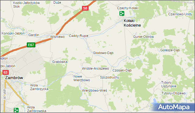 mapa Czarnowo-Dąb, Czarnowo-Dąb na mapie Targeo