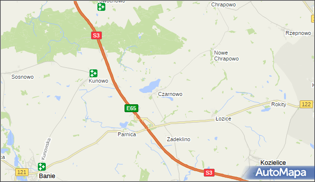 mapa Czarnowo gmina Kozielice, Czarnowo gmina Kozielice na mapie Targeo